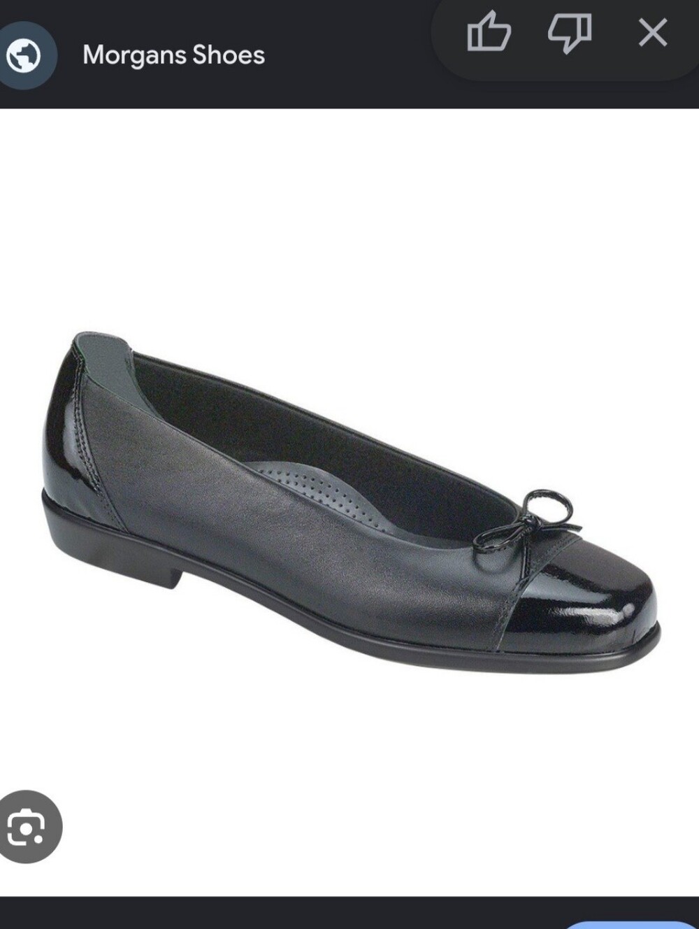 SaS 10W Women's Shoes Black Leather Ballet Flat with Patent Cap Toe